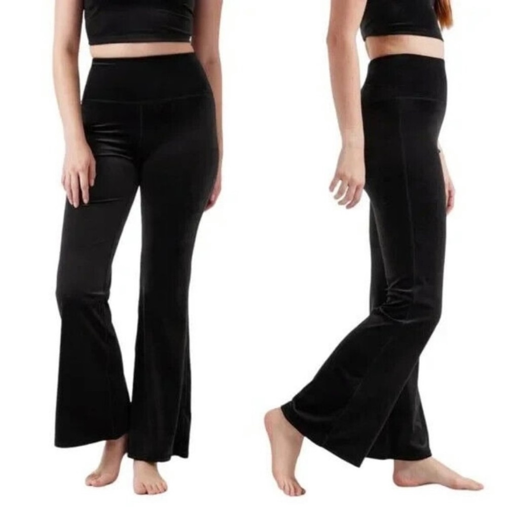 Athleta Elation Velvet Flare Pant Black Leggings